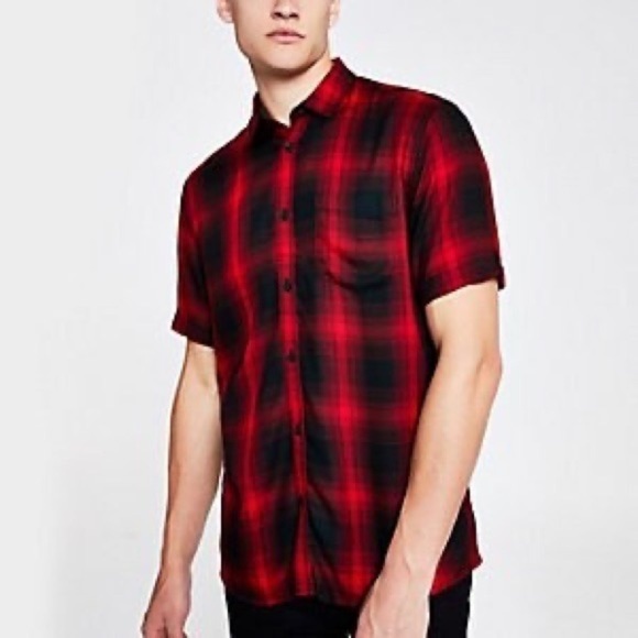 Only & Sons Regular Fit Buffalo Check Short Sleeve Button Down Short Size L - Picture 1 of 16